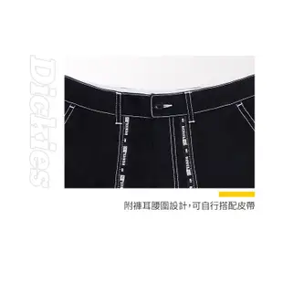 Dickies女款黑色Dickies100週年織帶設計褲管反摺短褲|DK010240BLK