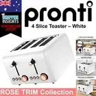 Pronti 4 Slice Toaster Rose Trim Collection White 6 Settings Stainless Steel