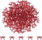 uxcell 200Pcs Bow Nail Charms, 0.3" Cute Resin Mini Bows Decorations 3D Nail Bowknot for Birthday Party DIY Crafts Phone Case Jewelry Decoration, Red