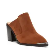 NYDJ Womens 7.5 Wilma Pointed Toe Suede Mule in Cognac Brown NEW