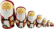 8pcs Cutie Lovely Red Santa Claus WIthink White Big Beard Nesting Dolls Matryoshka Russian Doll Popular Handmade Kids Girl Christmas Gifts Toy