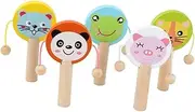 Toyvian 5pcs Cartoon Animal Pattern Drums Sturdy Musical for Sensory Development Safe and Fun Rattles for Hand Eye Coordination Present Frog Mouse Pig Panda Kitten