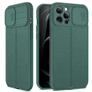 For iPhone 14 Plus Case, Textured TPU Protective Cover, Camshield, Dark Green