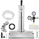 VEVOR Kegerator Tower Kit, Single Tap Beer Conversion Kit, Stainless Steel Keg Beer Tower Dispenser with Dual Gauge W21.8 Regulator & A-System Keg Cou