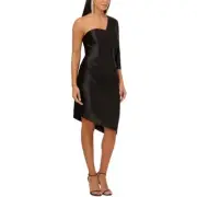 Aidan Mattox Womens Satin One Shoulder Cocktail Sheath Dress BHFO 2345