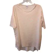 New LuLaRoe Irma Medium Pink Peacock Feather Print Short Sleeve T Shirt Top