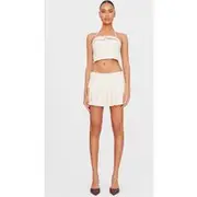 Cream Pleated Micro Mini Skirt, Cream