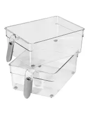 [Oggi] Storage Bins with Handles Set in Clear