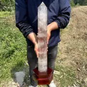 4.38kg Natural Clear quartz Obelisk Reiki Quartz Crystal Wand Point Tower+ Stand