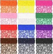Swpeet 12 Rolls 5 Yard by 6" Wide Mixed Colors Lace Fabric Stretch Elastic, Trim Lace Ribbon, Elastic Sewing Trim Ribbon for Garment, Headbands, Wedding Bouquet