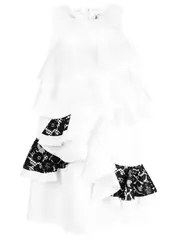 [COMME des GARCONS] 緞面尼龍蕾絲疊袖連衣裙