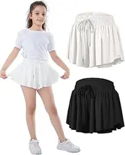 [KORADI] Girls Flowy Shorts Youth Butterfly Shorts Teen Athletic Gym Running Tennis Shorts with Spandex Liner 2-in-1