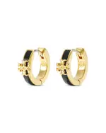 Tory Burch Kira Enamel Huggie Hoop Earrings in 18K Gold Plated