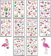 Flamingo Party Decoration Set, 10 Sheets Temporary Tattoo for Children, Girls, Boys, Sticker Accessories, Luminous Tattoos, Skin-friendly, Stickers for Summer Children's Parties