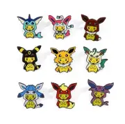 PIKACHU EEVEELUTION PONCHO PIN SET (9pcs) Nine Pokemon Enamel Brooch Eevee Anime