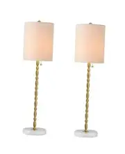 Buffet Table Lamps Set of 2 with Brass Base, Tall Table Lamps, Bedside Table