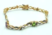 18K Gold Over Sterling Silver Bracelet Aquamarine Amethyst Peridot Citrine Stone