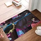 Punk Helmet Bath Mat Neon Doormat Flannel Carpet Balcony Rug Home Decoration