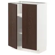 METOD base cabinet with shelves/2 doors, white/Sinarp brown, 60x37x80 cm