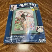 Sunset Gallery Crewel Kit-Whiskers and Wedding Rings-11120 Cat Quilt 2000-NEW-