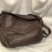 The Sak NEW Tahoe Leather Mahogany Fringe Satchel Crossbody Bag $149 107444