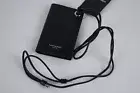 NEW! Authentic YSL Saint Laurent Leather Flip Card Holder Wallet Black Necklace