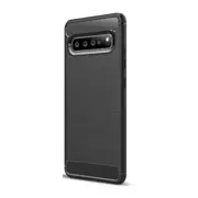 2 Pcs Brushed Texture Carbon Fiber TPU Case for Galaxy S10 5G (Black)