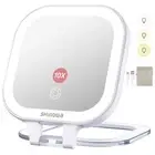 Rechargeable Travel Makeup Mirror with 44 LED Lights, 1X/10X Magnifying Vanit...