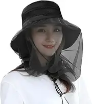 Mosquito Midge Head Net Mesh Hat Wide Brim Sun Hat with Removable Netting-Midge Face Cover Quick Dry UV Protection Bucket Fishing Cap Protect from Mosquito Insect Bug Bee Gnats for Hiking Gardening