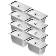 VEVOR 8 Pack Hotel Pans, 1/3 Size Anti-Jam Steam Pan with Lid, 0.8mm Thick St...