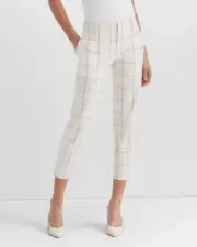 $149.50 CLUB MONACO Matie Patterned Windowpane Slim Crop Pants 00 2 Rust/Tan