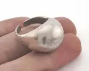 Ring Domed (Big) Adjustable Ring Antique Silver Plated Brass Dome Ring 9us size