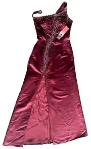Lenovia Sparkling Evening One-Shoulder Red Wine Ball Gown with Sequins. NWT.S