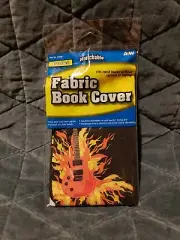 Standard Stretchable Fabric Book Cover Machine Washable orange flaming guitar