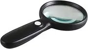Ipetboom Magnifying Glass with LED Lights Handheld Magnifier for Seniors Illuminated Reading Tool for Jewelry Repair Non Slip Grip for Hobbies and Nighttime Reading Black