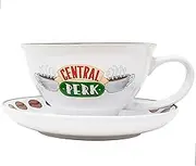 Silver Buffalo Friends Central Perk Logo Ceramic Teacup and Saucer, 12 Ounces