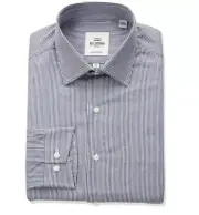 Ben Sherman L2515 Mens Tailored Slim Fit Blue Striped Dress Shirt Size 14 32-33