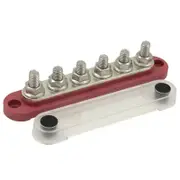 Switch Boss Red Positive 6 Gang M8 150A Bus Bar with Clear Push-On Cover for 12v/24v
