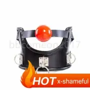 Silicone Open Mouth Gags Binding Leash Restraint PU Leather Choker Collar