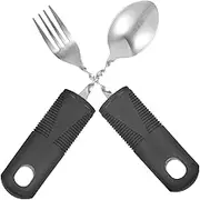 BIUDECO 1Set Elderly Adaptive Utensils Skid Fork Spoon for Trembling Hands Portable Tableware for Seniors for and Patients