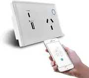 Australian Standard Tempered Glass Panel Smart Single GPO with PD 20W Wall Socket (White)