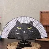 在飛比找遠傳friDay購物優惠-貓咪扇子 真絲折扇 日式工藝扇 卡通女士折扇
