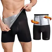 [GENEMEN] Mens Sauna Short Pants Workout Compression Sweat Shorts Tummy Control Shapewear High Waist