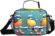 Birds Blue Cherry Insulated Lunch Box for Women Men - Ideal for Work, Picnics - Includes Adjustable Shoulder Strap