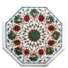 15" Marble Side End Table handmade floral art inlay semi precious stones work