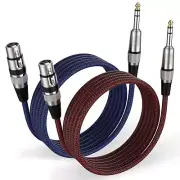 XLR Female to 1/4 Inch Cable 6Ft 2Pack, Nylon Braided Microphone Cable 6.35Mm TR