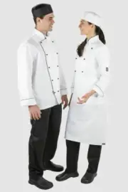 *FREE SHIPPING* PROCHEF Executive Chef Jackets Long Sleeve Black Piping Size "S"