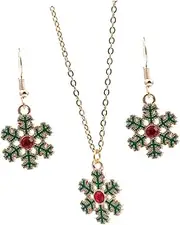 [Minkissy] 1 Set Christmas Snowflake Jewelry for Women Includes Earrings and Necklace present for Holiday Parties and Gatherings Stylish Christmas Accessories