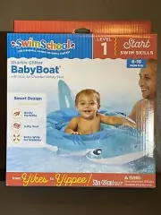 NEW Swim School BABY Float Glitter SHARK Boat 6-18 Month Level 1 POOL Seat Blue