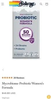 Solaray Mycrobiome Probiotic Immune Gut Digestion Women 50 Billion 30 Vegan Caps
